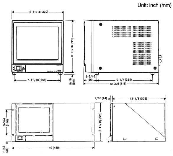 Panasonic WVCM1000 Dimensions
